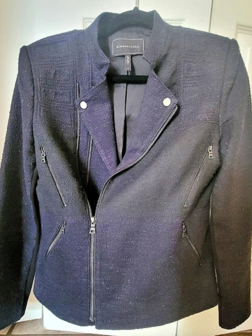 BCBGMAXAZRIA Women'Small Moto Jacket Blue Small Like New